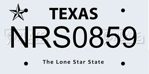 NRS0859 Texas License Plate