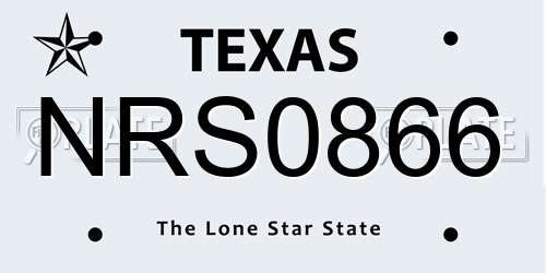 NRS0866 Texas License Plate