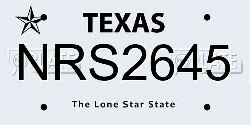 NRS2645 Texas License Plate