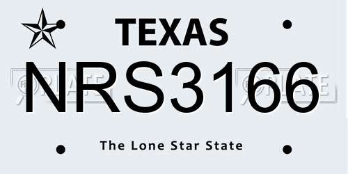 NRS3166 Texas License Plate