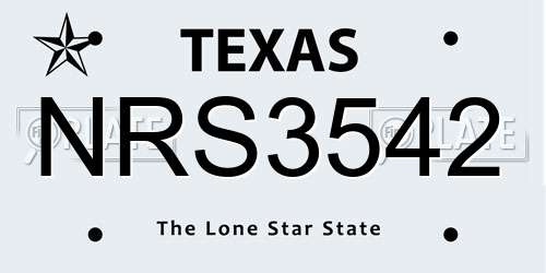 NRS3542 Texas License Plate