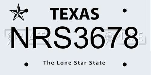 NRS3678 Texas License Plate