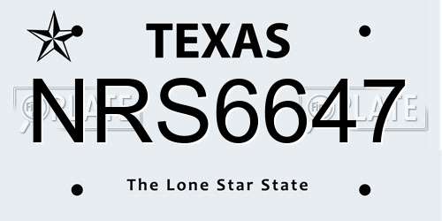 NRS6647 Texas License Plate
