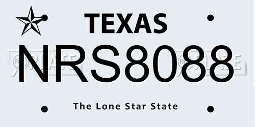 NRS8088 Texas License Plate