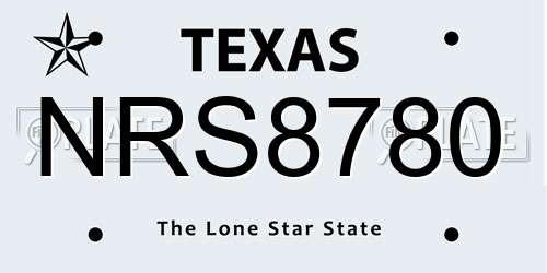 NRS8780 Texas License Plate