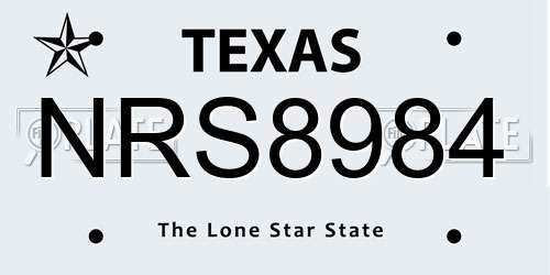 NRS8984 Texas License Plate