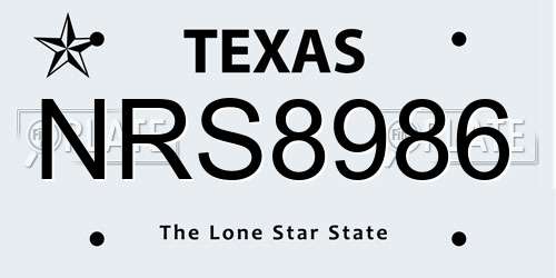 NRS8986 Texas License Plate
