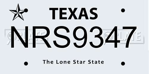 NRS9347 Texas License Plate