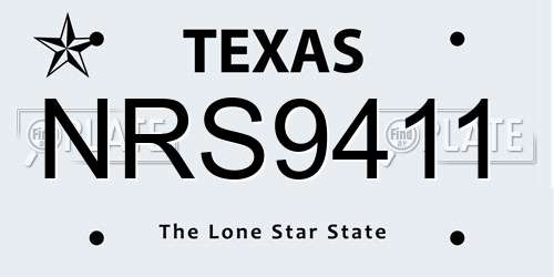 NRS9411 Texas License Plate