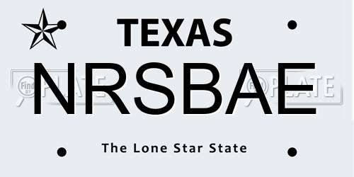 NRSBAE Texas License Plate