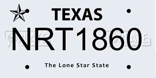NRT1860 Texas License Plate