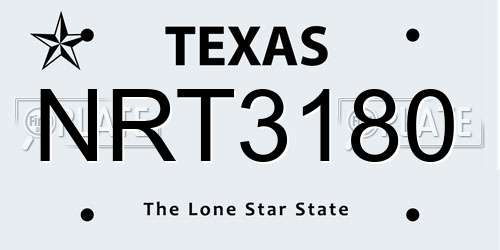 NRT3180 Texas License Plate