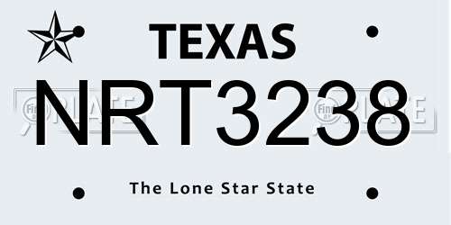 NRT3238 Texas License Plate