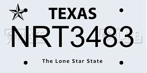 NRT3483 Texas License Plate