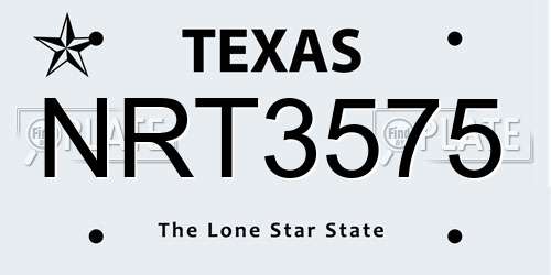 NRT3575 Texas License Plate