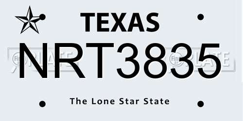 NRT3835 Texas License Plate
