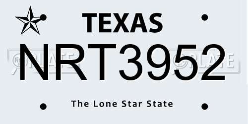 NRT3952 Texas License Plate