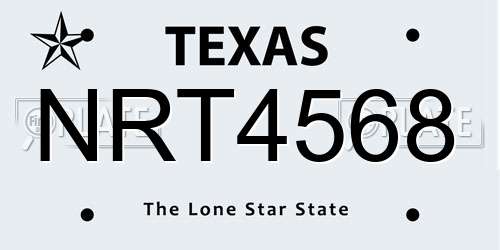 NRT4568 Texas License Plate