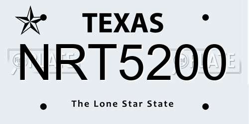 NRT5200 Texas License Plate