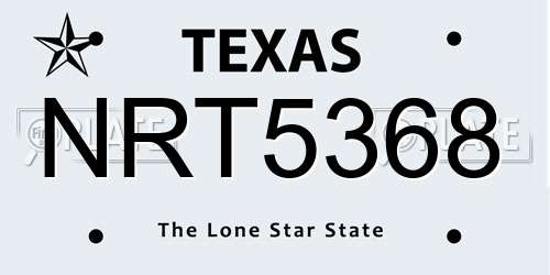 NRT5368 Texas License Plate