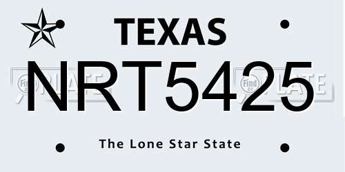 NRT5425 Texas License Plate