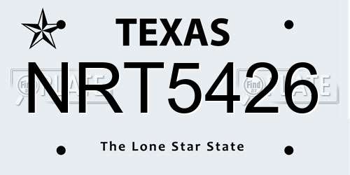 NRT5426 Texas License Plate
