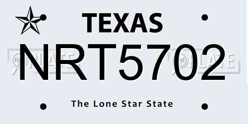 NRT5702 Texas License Plate