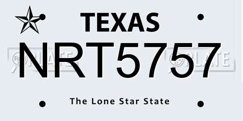 NRT5757 Texas License Plate