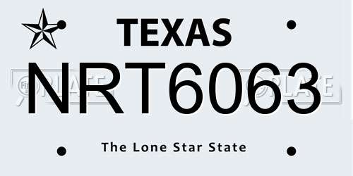 NRT6063 Texas License Plate
