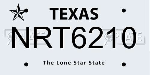 NRT6210 Texas License Plate