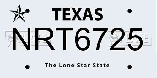 NRT6725 Texas License Plate
