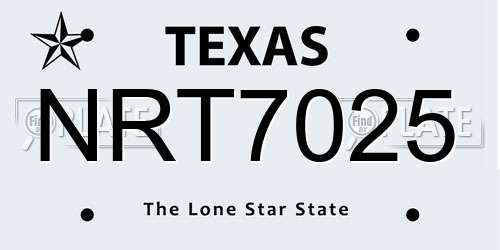 NRT7025 Texas License Plate