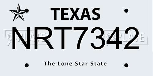 NRT7342 Texas License Plate