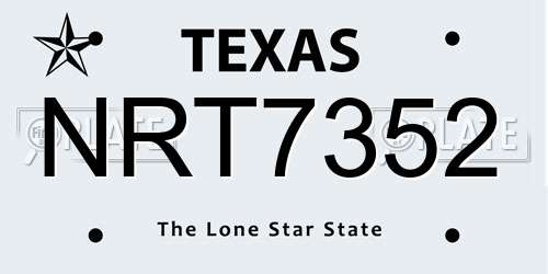 NRT7352 Texas License Plate