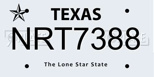 NRT7388 Texas License Plate