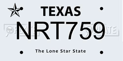 NRT759 Texas License Plate