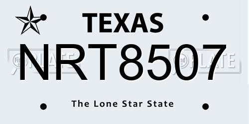 NRT8507 Texas License Plate
