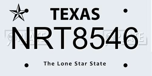 NRT8546 Texas License Plate