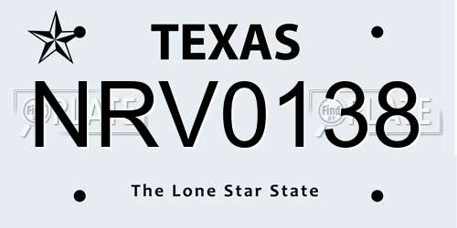 NRV0138 Texas License Plate
