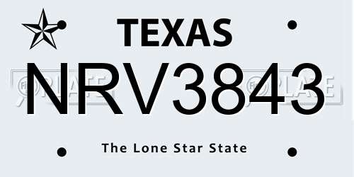 NRV3843 Texas License Plate