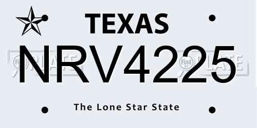 NRV4225 Texas License Plate