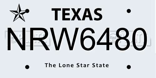 NRW6480 Texas License Plate