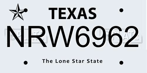 NRW6962 Texas License Plate