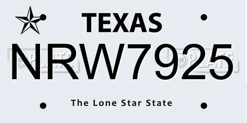 NRW7925 Texas License Plate