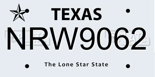 NRW9062 Texas License Plate