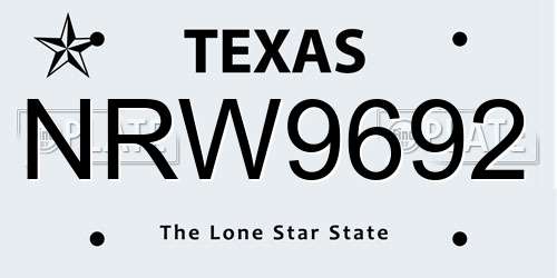 NRW9692 Texas License Plate