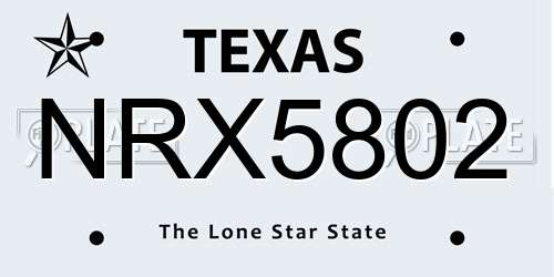 NRX5802 Texas License Plate