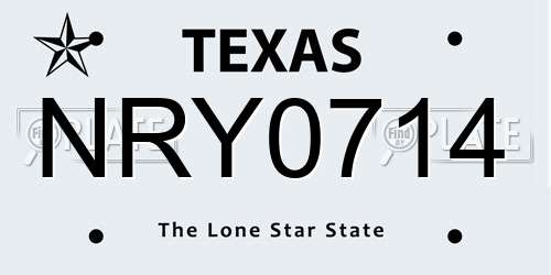 NRY0714 Texas License Plate