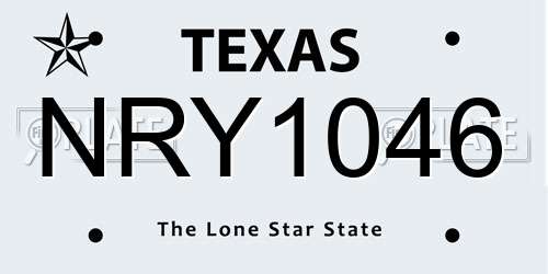 NRY1046 Texas License Plate