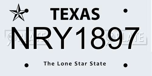 NRY1897 Texas License Plate